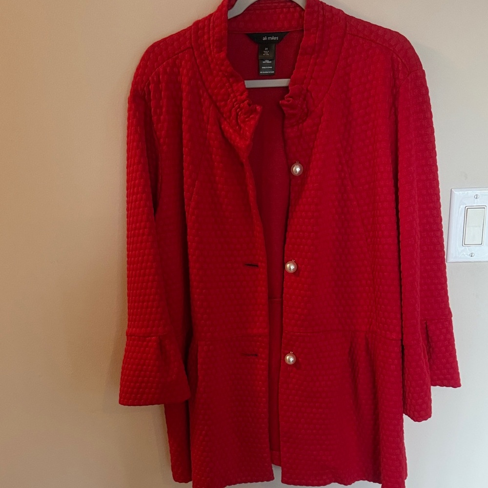 Ali Miles Textured Red Blazer